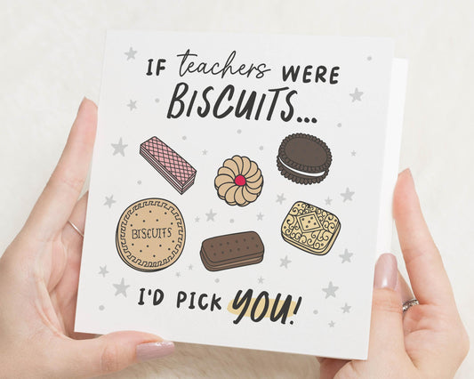 Teacher Thank You Card, Funny Teacher Card, Thank You Card for Teacher, Teacher Appreciation Card, End of Term Card, Biscuits Card