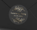 Wedding Envelope Seal, Personalised Wedding Sticker, Gold Foil Wedding Label, Custom Name Date Sticker, Elegant Wedding Envelope Seal
