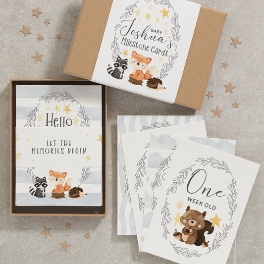 Woodland Baby Milestone Cards, Gender Neutral Milestone Cards, Animal Baby Milestone, Unisex Baby Milestone, Baby Keepsake Milestone Cards