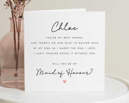 Maid Of Honour Proposal Card, Will You Be My Maid Of Honour, Best Friend Wedding Card, Personalised Bridesmaid Card