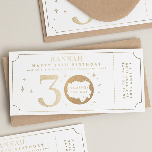 30th Birthday Gift Voucher, 30th Birthday Card, Gold Foil Scratch Card Gift Voucher, Scratch Card, Birthday Surprise Voucher, Gift Ticket