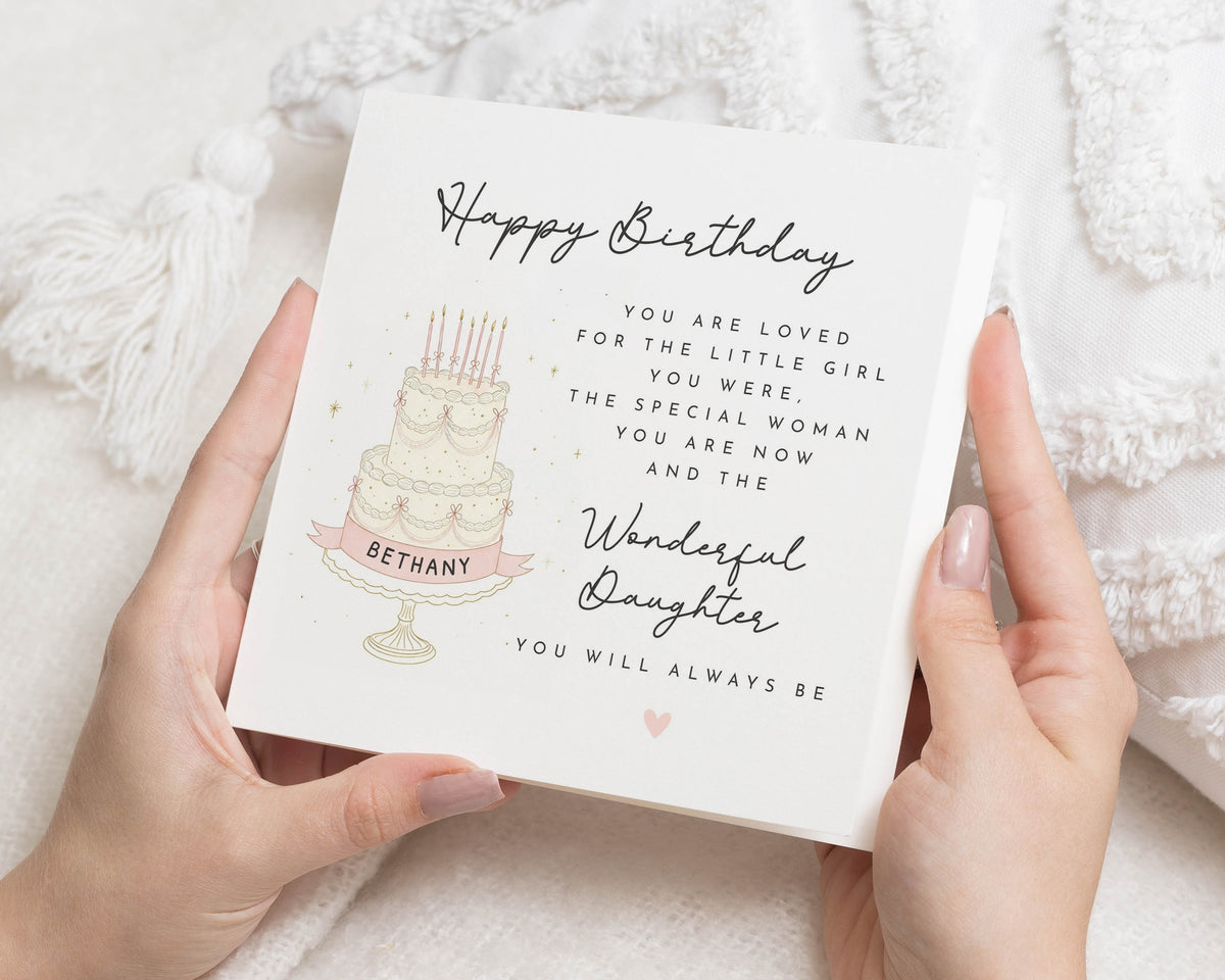 Birthday Card for Daughter, Personalised Daughter Birthday Card, Birthday Card for Her, Daughter Birthday Card, Cake Birthday Card