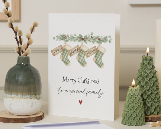 Personalised Christmas Card, Family Christmas Card, Christmas Card for Family, Custom Names Christmas Card, Stocking Christmas Card