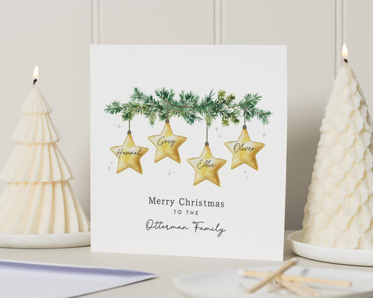 Personalised Family Christmas Card, Merry Christmas Card, Custom Christmas Card, Christmas Card for Family, Star Christmas Card