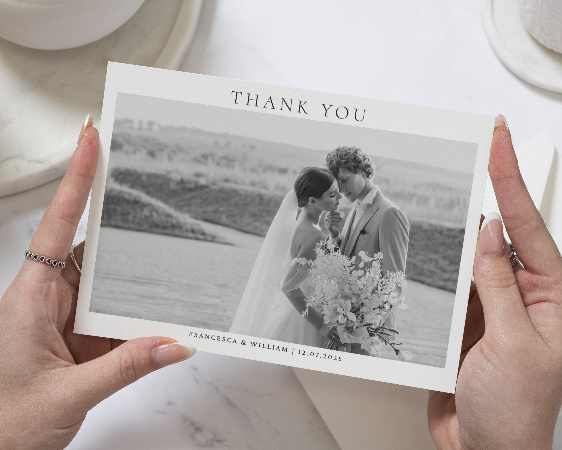 Personalised Wedding Thank You Cards, Photo Wedding Thank You Cards, Thank You Cards for Wedding, Simple Minimal Photo Card, Flat or Folded