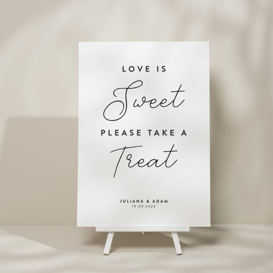 Modern Wedding Sweet Station Sign, Elegant Sweet Table Sign For Wedding, Minimalistic Wedding Sign, Simple Wedding Signage &#39;Juliana&#39;