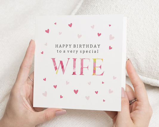 Wife Birthday Card, Birthday Card for Wife, Birthday Card for Her, Romantic Birthday Card, Cute Heart Card for Wife, Special Wife Card