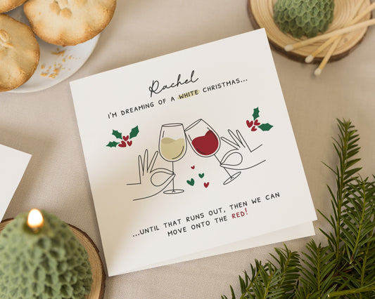 Christmas Card for Her, Personalised Christmas Card, Funny Christmas Card, Wine Christmas Card, Christmas Card for Friend, Cute Xmas Card