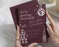 Burgundy Wedding Invitations, Disco Ball Wedding Invites, Party Celebration Wedding Stationery, Personalised Invitation Suite