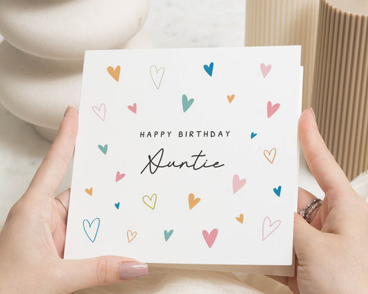 Birthday Card for Auntie, Auntie Birthday Card, Birthday Cards for Aunties, Birthday Card for Her, Cute Heart Birthday Card, Card for Women