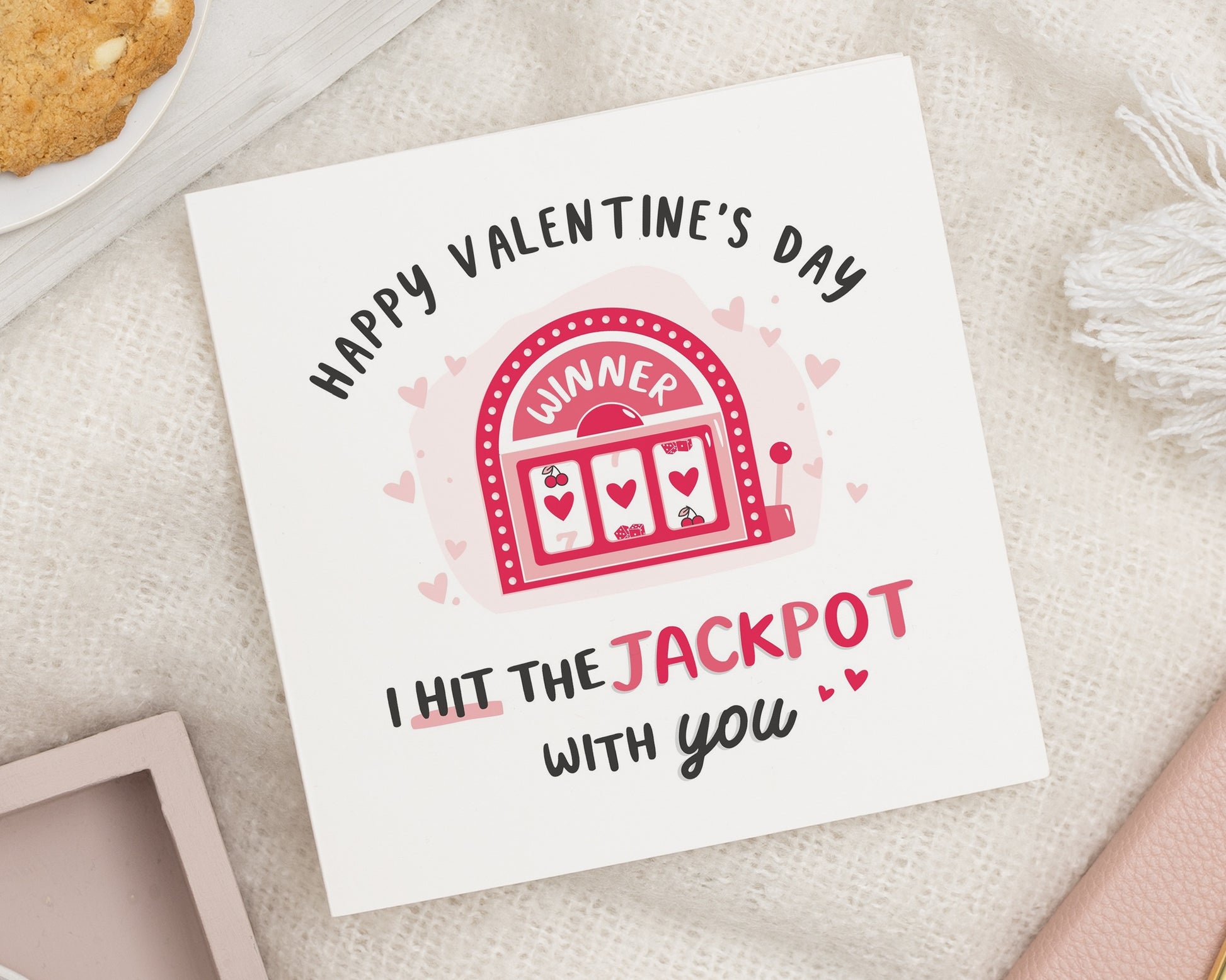 Valentines Day Card, Funny Valentines Card, I Hit The Jackpot Card, Valentines Card for Him, Valentines Card for Her, Winner Card