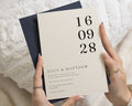 Ivory Wedding Invitations with Navy Envelopes, Minimalist Typography Wedding Invites, Modern Formal Wedding Stationery