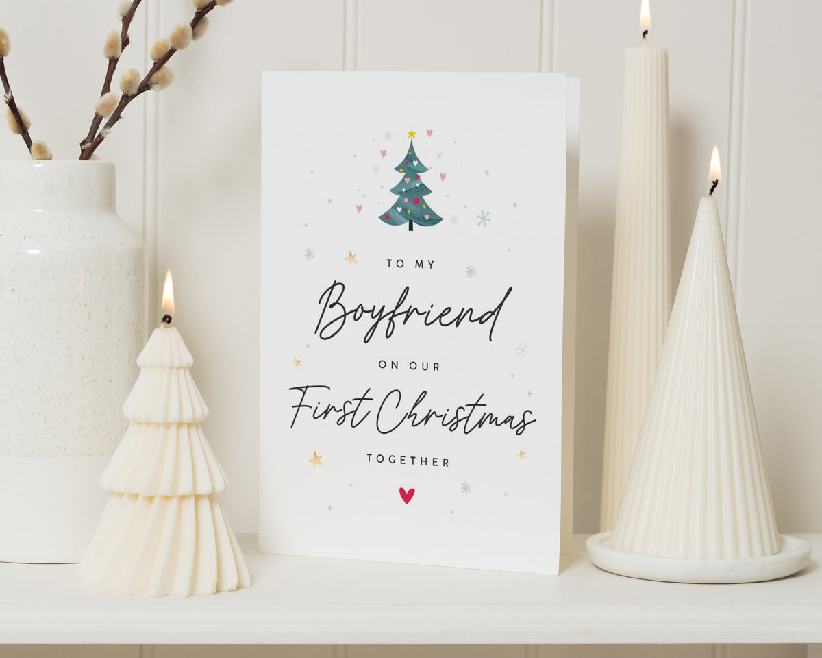 First Christmas Card for Boyfriend, 1st Christmas Together Card, Boyfriend Christmas Card, Personalised Xmas Card for Him