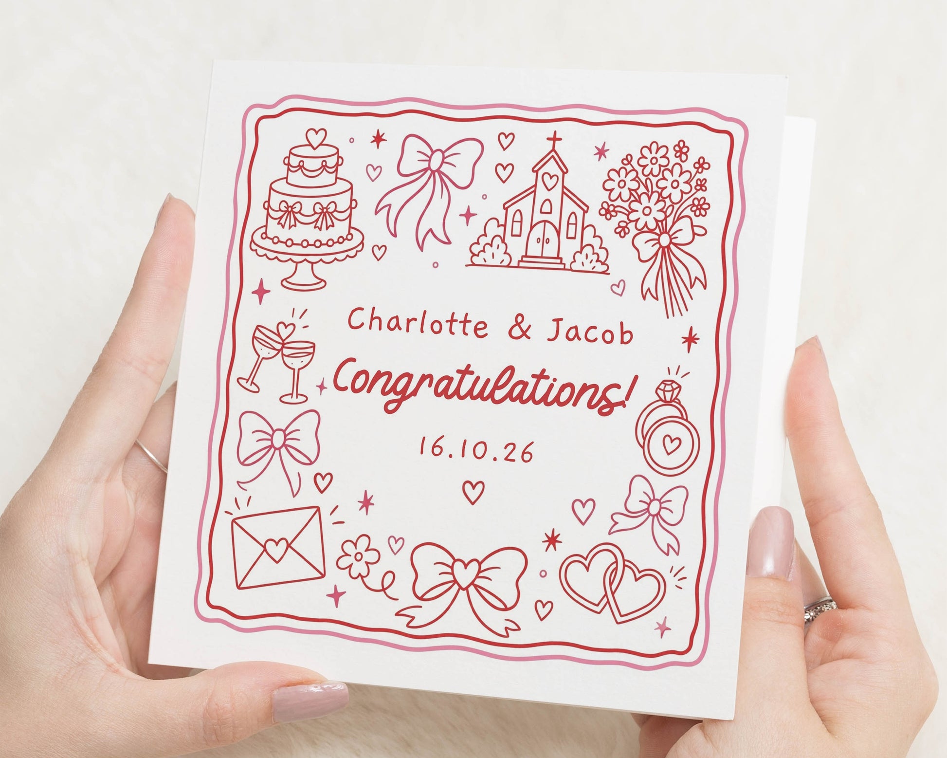 Personalised Wedding Card, Wedding Congratulations Card, Custom Wedding Day Card, Newlyweds Card, Engagement Congratulations Card