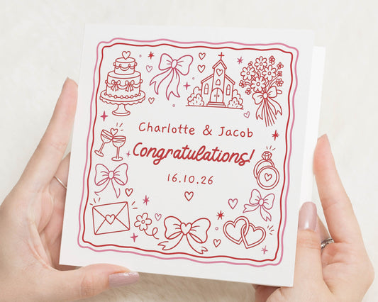Personalised Wedding Card, Wedding Congratulations Card, Custom Wedding Day Card, Newlyweds Card, Engagement Congratulations Card