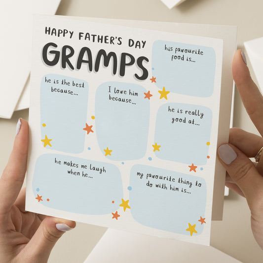 Special Grandad Card, All About Gramps, Fathers Day Gift For Grandad, Fathers Day Card From Grandchildren, Happy Fathers Day Special Grandad