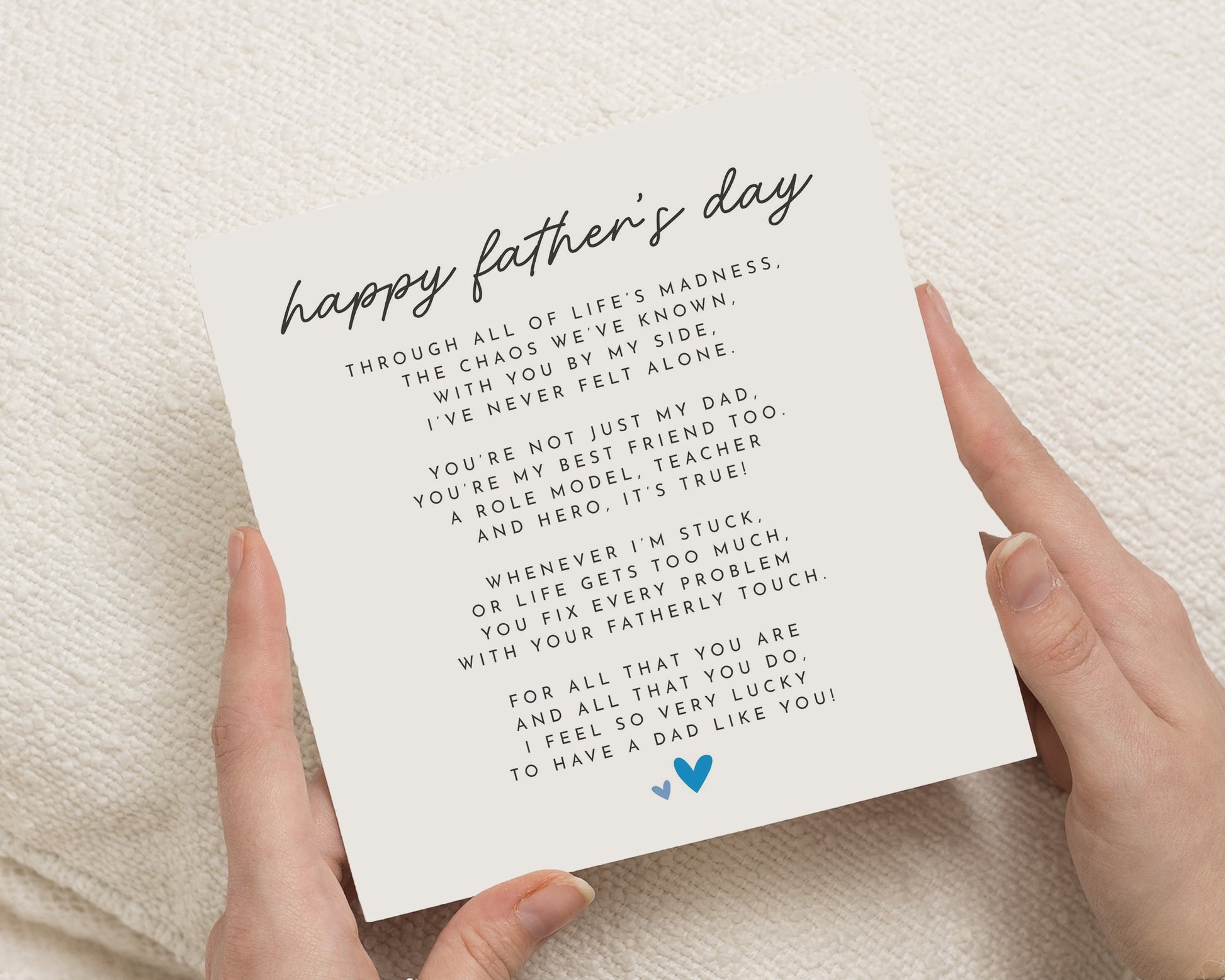 Father's Day Card for Dad, Dad Father's Day Card, Father Card from Daughter or Son, Poem Card for Daddy, Sentimental Card for Him