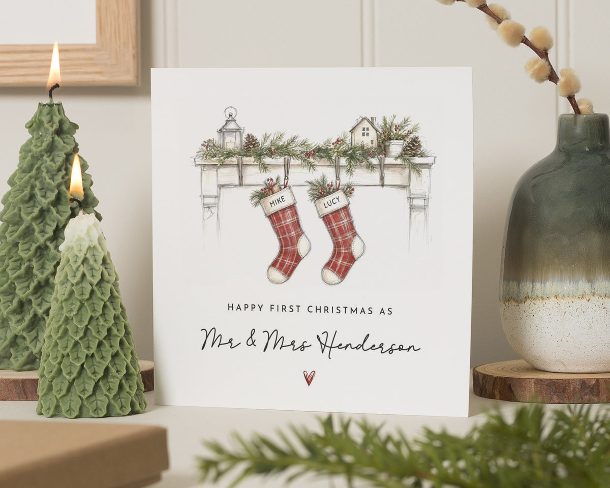 First Christmas Card, Personalised Christmas Card, First Christmas as Mr and Mrs Card, Newlywed Christmas Card, Married Couple Card