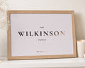 Personalised Family Name Print, Rose Gold Foil Print, Blush Pink Wall Art, Family Gift, New Home Gift, Oak Framed Print
