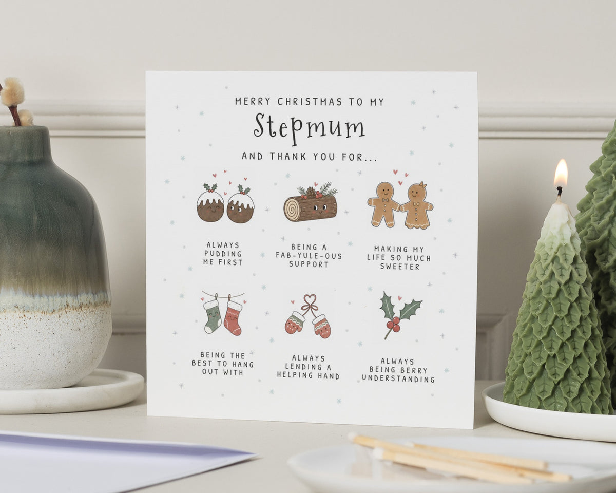 Stepmum Christmas Card, Christmas Card for Step Mum, Thank You Stepmum Card, Cute Christmas Card for Her, Funny Festive Card