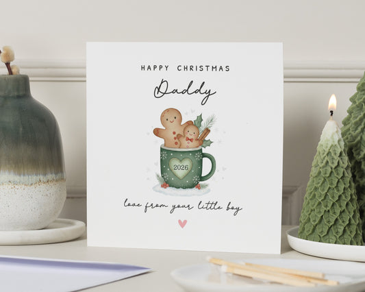 Christmas Card for Daddy, Daddy Christmas Card from Son, Christmas Card from Little Boy, 2026 Christmas Card for Dad, Cute Xmas Card