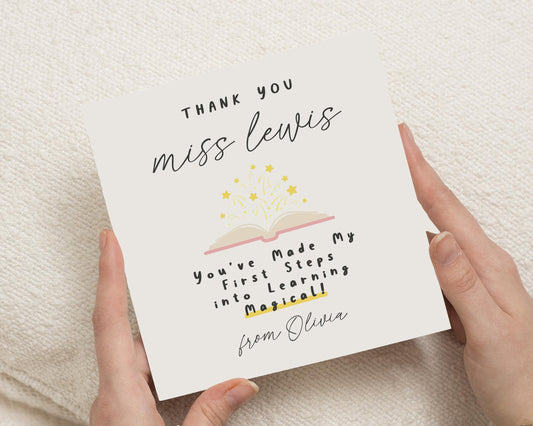 Thank You Teacher Card, Personalised Teacher Thank You Card, Thank You Card for Miss, End of Term Card, Custom Teacher Card