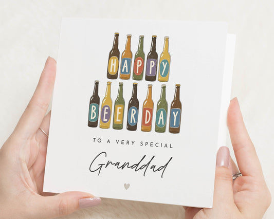 Grandad Birthday Card, Birthday Card for Grandad, Beer Birthday Card, Happy Beerday Card, Birthday Card for Him, Pun Birthday Card