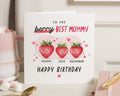 Birthday Card for Mum, Personalised Birthday Card for Mummy, Cute Strawberry Birthday Card, Birthday Card from Kids, Card for Her
