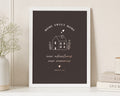 Personalised New Home Print, Rose Gold Foil Wall Art, Chocolate Brown House Warming Gift, First Home Gift for Couple