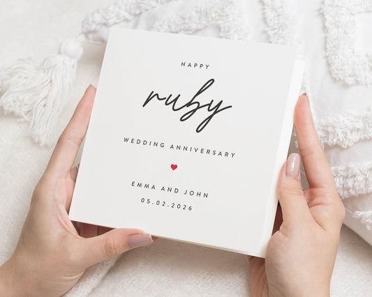 Ruby Wedding Anniversary Card, Personalised Anniversary Card, Anniversary Card for Couple, 40th Anniversary Card, Custom Card