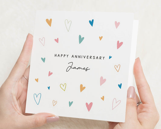 Personalised Anniversary Card, Anniversary Card for Husband, Wife Anniversary Card, Anniversary Cards for Couples, Custom Heart Card