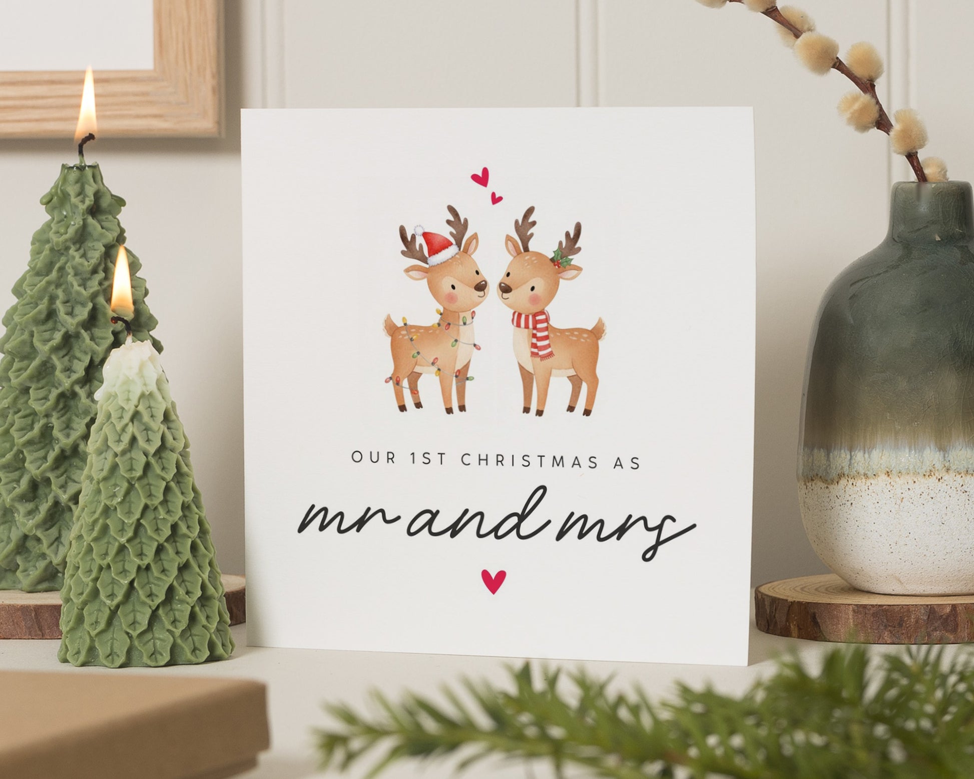 Our 1st Christmas As Mr And Mrs Card, First Christmas Card, Christmas Card For Couple, Newlywed Christmas Card, Reindeer Christmas Card