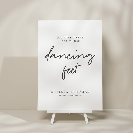 Simple Wedding Sign, Dancing Feet Wedding Sign, Flip Flops Wedding Sign, Take A Pair Sign, Modern Wedding Signage &#39;Chelsea&#39;