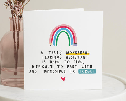 Teaching Assistant Thank You Card, Thank You Card for Teacher, Rainbow Card, End of Term Card, Teacher Appreciation Card