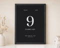 Personalised Date Print, Black Wall Art, Custom Special Day Print, Wedding Gift, Anniversary Gift, Gift for Couple, Bedroom Art