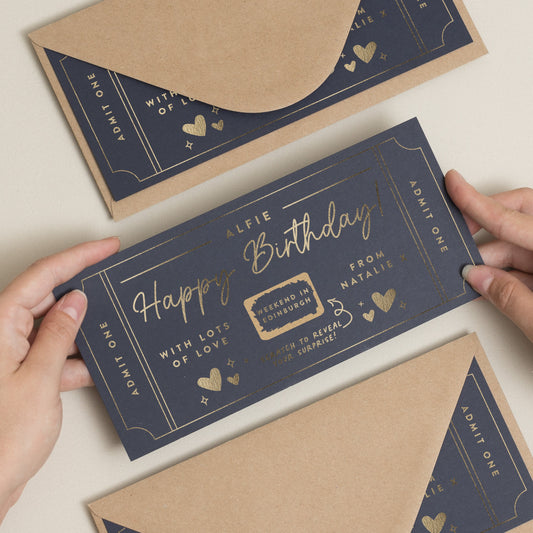 Gold Foil Scratch Card Gift Voucher, Birthday Gift Voucher, Surprise Gift Birthday, Scratch Card, Birthday Surprise Voucher, Gift Ticket