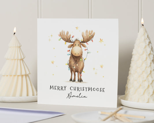 Christmas Card for Her, Personalised Christmas Card, Cute Moose Christmas Card, Funny Christmas Card, Christmas Card for Friend