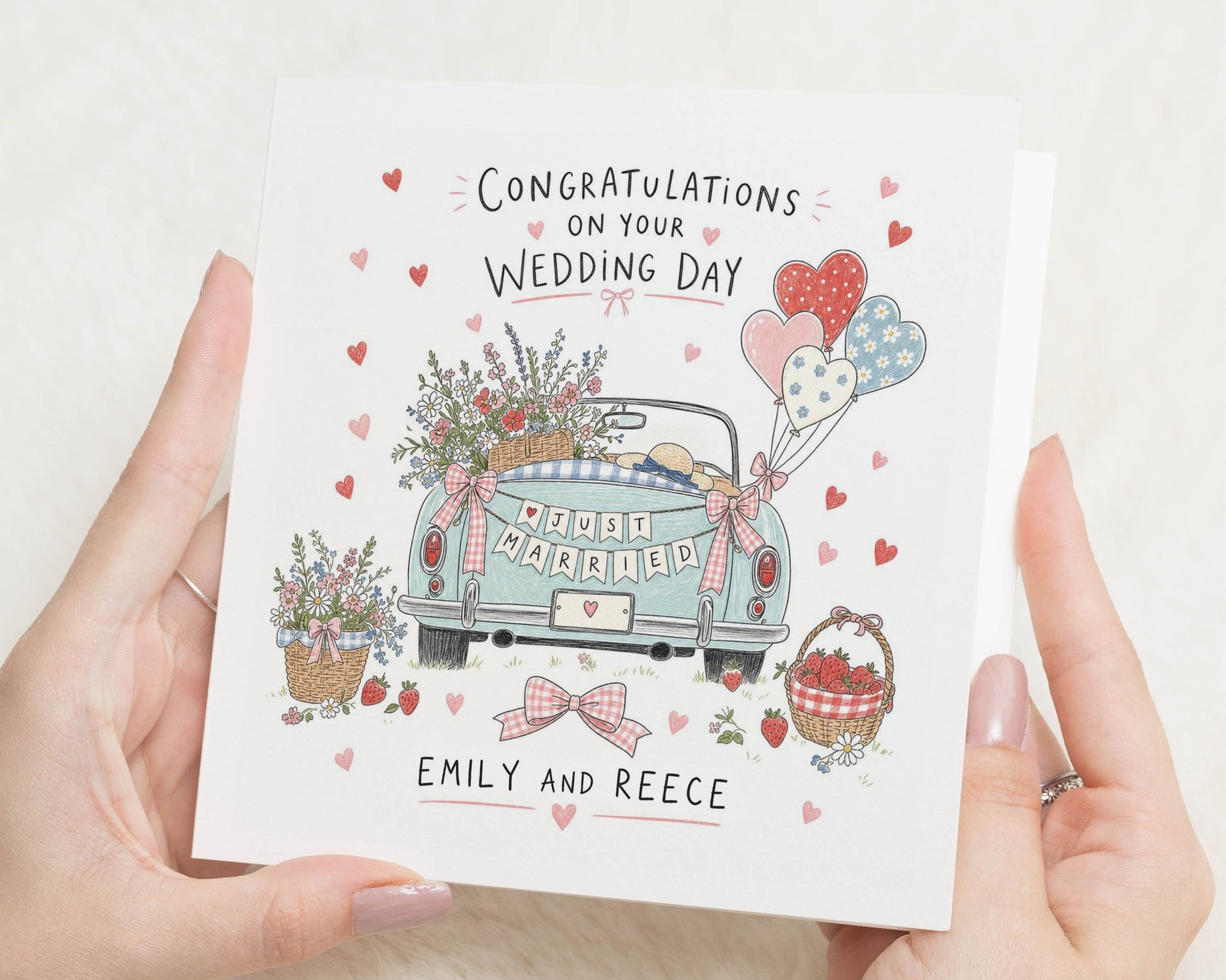 Personalised Wedding Card, Wedding Day Card, Congratulations Wedding Card, Just Married Card, Bride and Groom Card, Cute Wedding Card