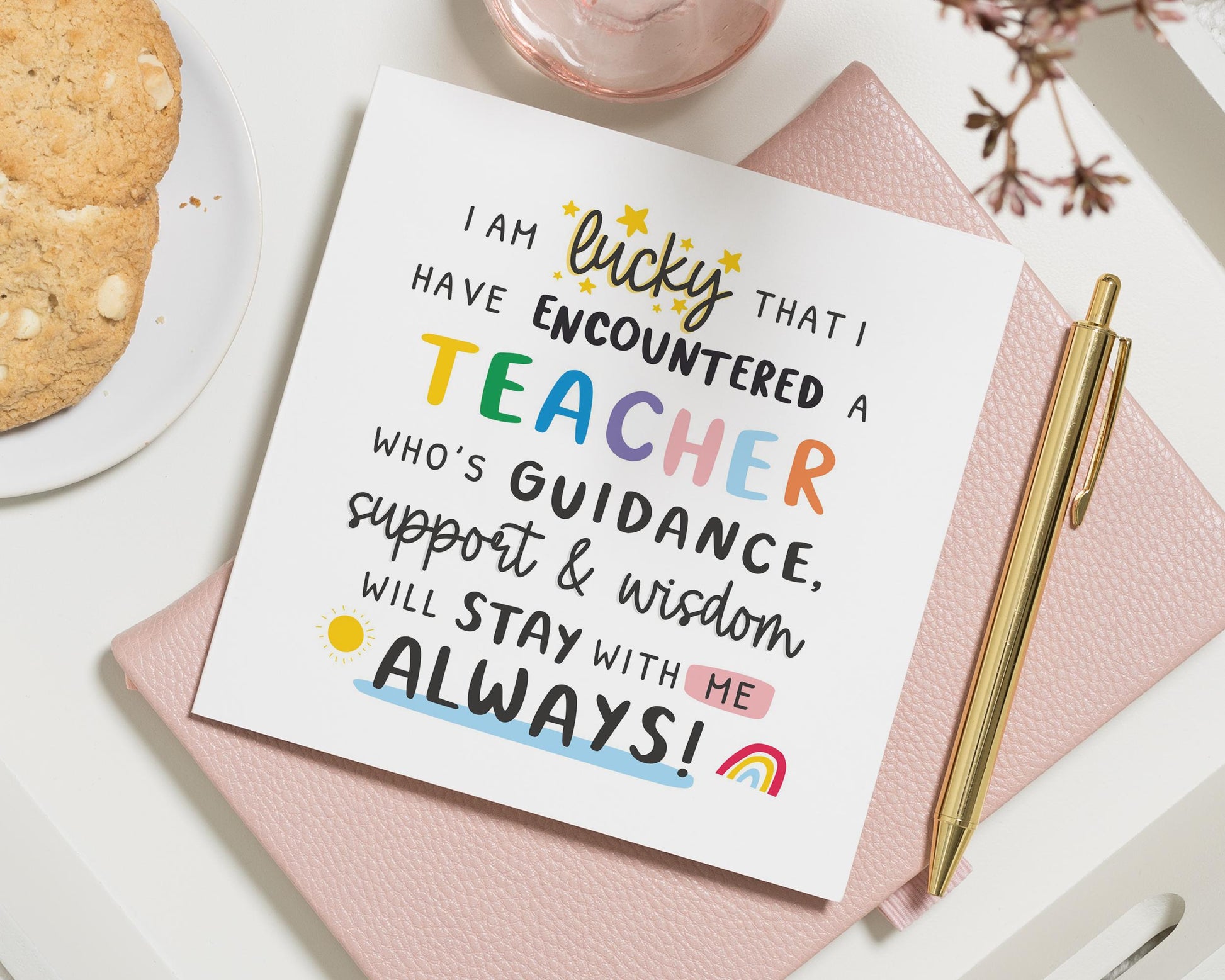 Teacher Thank You Card, Thank You Card for Teacher, Teacher Appreciation Card, End of Term Card, Thank You Card for Her, Cute Teacher Card