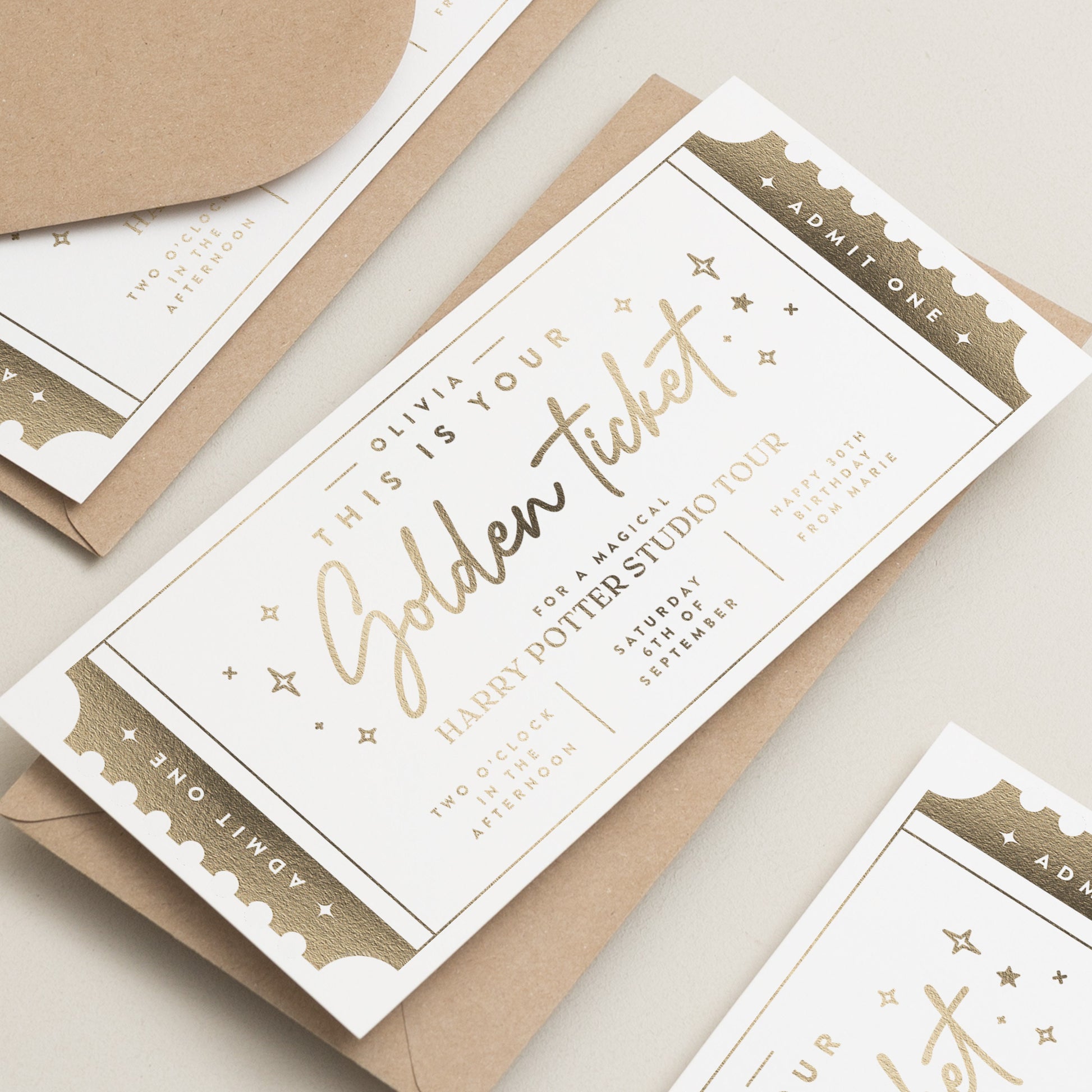 Personalised Birthday Gift Voucher, Golden Ticket Gift Voucher, Gold Foil Ticket, Birthday Gift Voucher, Surprise Reveal, Birthday Voucher