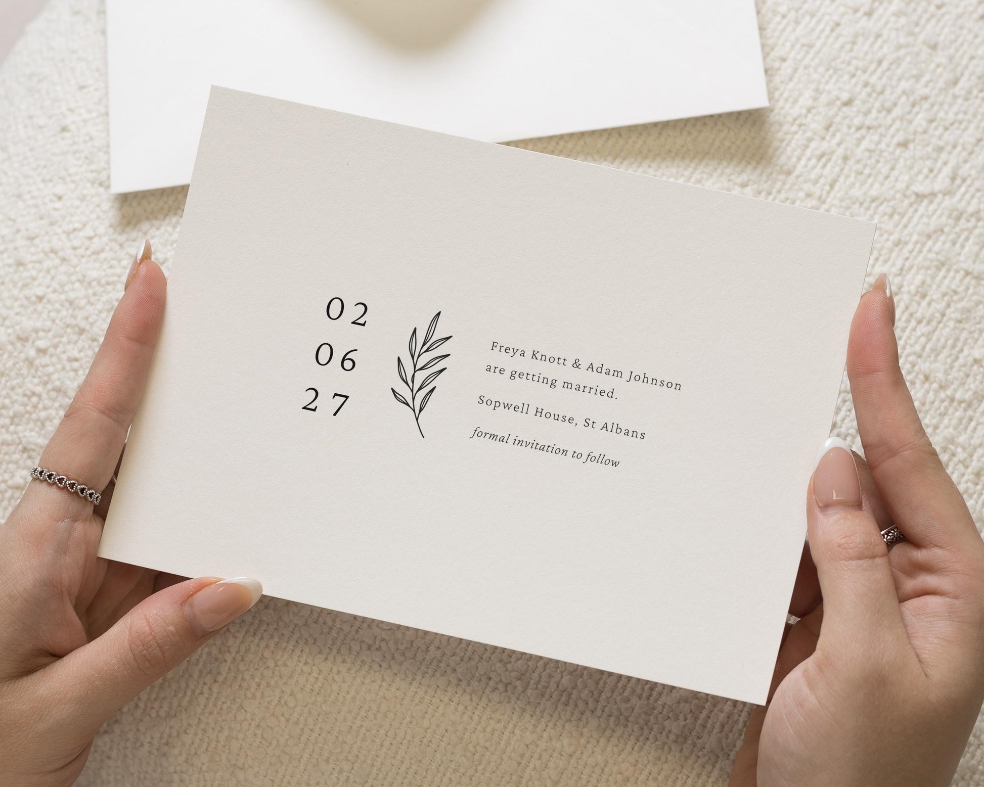 Personalised Save the Date Card, Minimal Wedding Save the Date, Simple Save the Date Card, Custom Save the Date, Greenery Save the Date