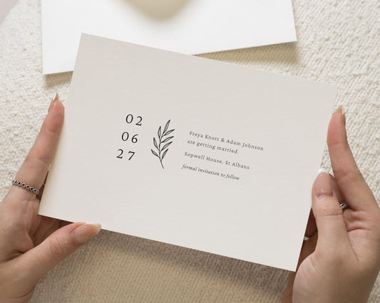 Personalised Save the Date Card, Minimal Wedding Save the Date, Simple Save the Date Card, Custom Save the Date, Greenery Save the Date