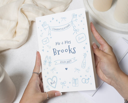 Personalised Wedding Card, Wedding Congratulations Card, Mr and Mrs Card, Newlyweds Card, Custom Wedding Card for Couple, Wedding Day Card