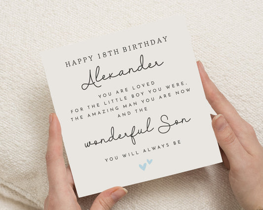 18th Birthday Card for Son, Personalised Son Birthday Card, Birthday Cards for Him, Custom 18th Birthday Card, Milestone Birthday Card
