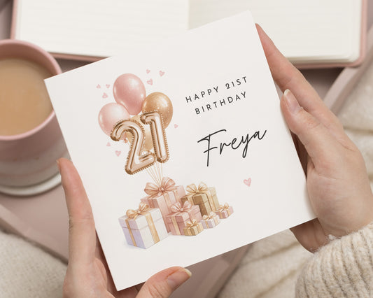 21st Birthday Card, 21st Birthday Card for Her, Personalised Birthday Card, Birthday Card for Daughter, Balloon Birthday Card