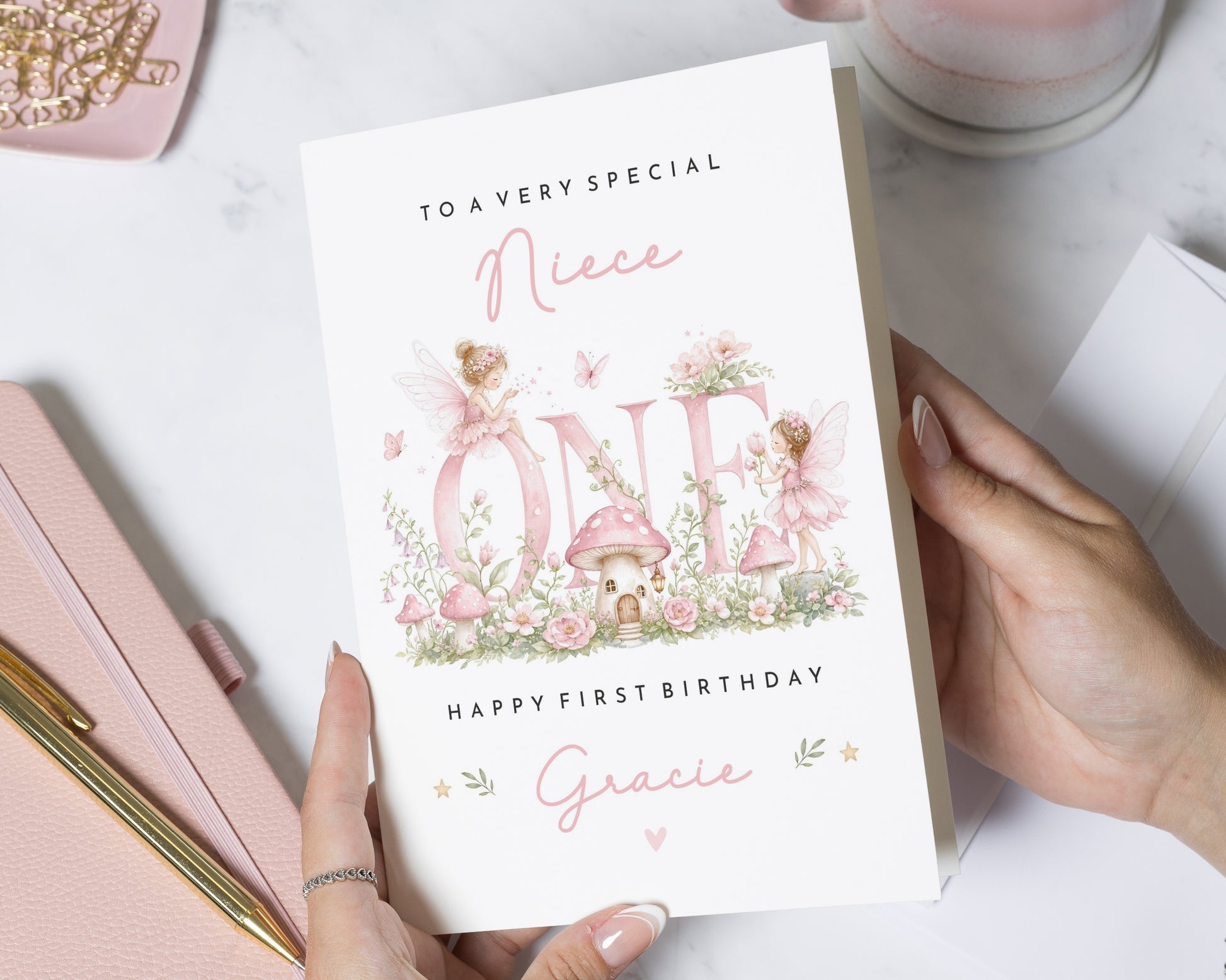 1st Birthday Card for Niece, First Birthday Card for Girl, Personalised Birthday Card, Fairy Birthday Card for Granddaughter, Daughter Card
