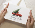 Personalised Christmas Cards, Pack of Christmas Cards, Red Truck Christmas Card, Pack of 10, 20, 50 or 100, Folded Christmas Cards