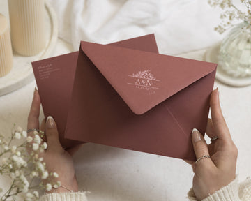Terrarose Envelopes with White Ink Guest or Return Address Printing, C6, 5x7 or C5 Wedding Invitation Envelopes (Terrarose)