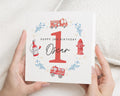 3rd Birthday Card for Boy, Personalised Fire Engine Birthday Card, Birthday Card for Son, Third Birthday Card, Fire Truck Card