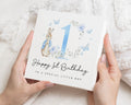 1st Birthday Card for Boy, Happy 1st Birthday Card, Personalised Bunny Birthday Card, First Birthday Card for Son, Blue Birthday Card